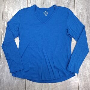 Segments Womens Baselayer Shirt Size Large Blue Outdoor Hiking Merino Wool